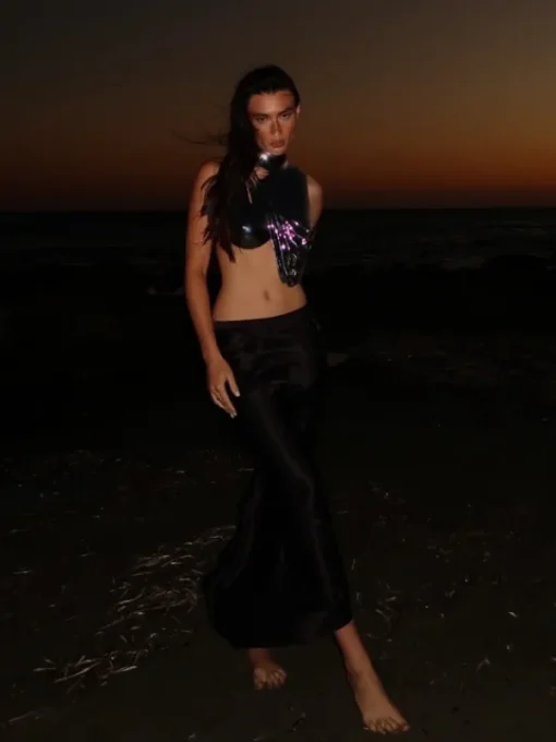 Armor Tops*Mew Mews Fashion O/S Kari Sleeveless Drapery Armor Top In Silver