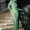 Embellishment | Dresses*Embellishment Karter Diamond Mesh Maxi Dress In Green