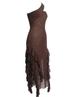 Dresses*Mew Mews Fashion Kassiani Asymmetric See Through Ruffle Dress