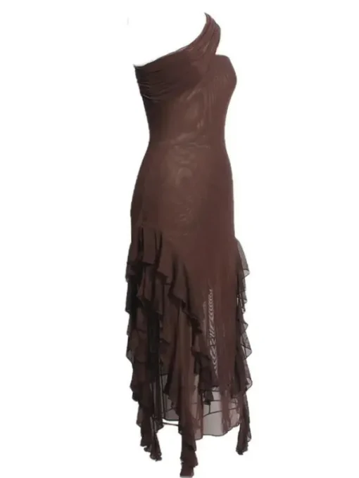 Dresses*Mew Mews Fashion Kassiani Asymmetric See Through Ruffle Dress