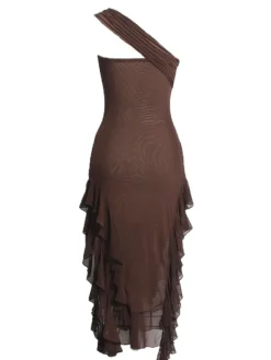 Dresses*Mew Mews Fashion Kassiani Asymmetric See Through Ruffle Dress