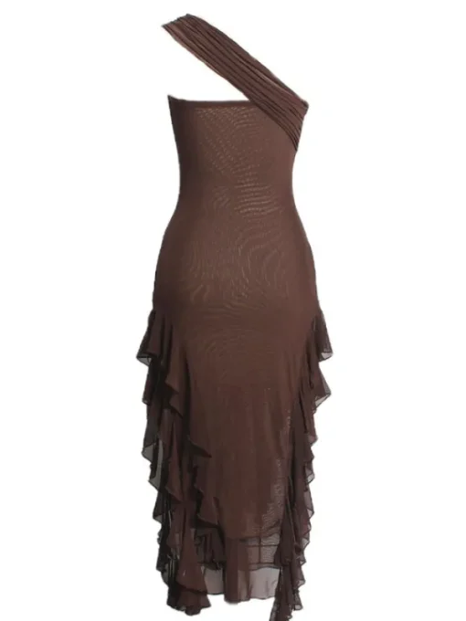 Dresses*Mew Mews Fashion Kassiani Asymmetric See Through Ruffle Dress