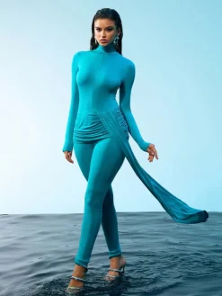 Armor Tops*Mew Mews Fashion Kayden Long Sleeve Draped Jumpsuit