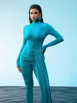 Armor Tops*Mew Mews Fashion Kayden Long Sleeve Draped Jumpsuit