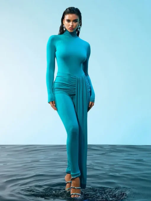 Armor Tops*Mew Mews Fashion Kayden Long Sleeve Draped Jumpsuit