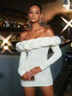 Dresses | Mini Dresses*Mew Mews Fashion Keiandra Off Shoulder Knitted Mini Dress