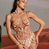 Beaded Wear*Mew Mews Fashion O/S Keita Gemstone Chain Beaded Skirt Set