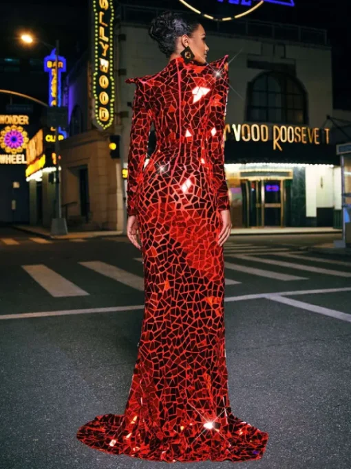 Embellishment | Dresses*Embellishment Kellan Long Sleeve Embellished Split Maxi Dress In Red