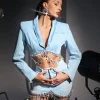 Coats & Jackets*Mew Mews Fashion Kendall Crystal Fringe Chain Denim Blazer
