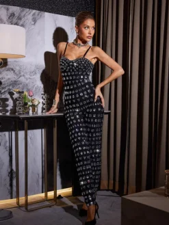 Jumpsuits & Romper*Bandage Kensli Spaghetti Rhinestone Jumpsuit