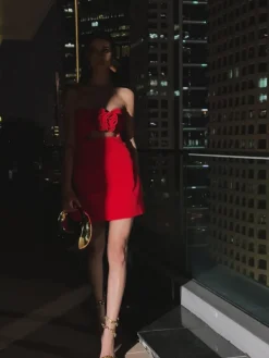 Dresses | Mini Dresses*Mew Mews Fashion Kinsley Strapless Cutout Mini Dress In Red