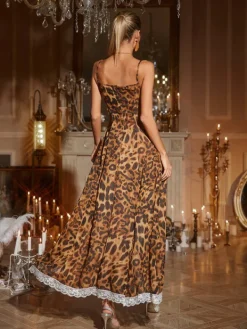 Dresses | Maxi Dresses*Mew Mews Fashion Kiran Leopard Lace Split Maxi Dress