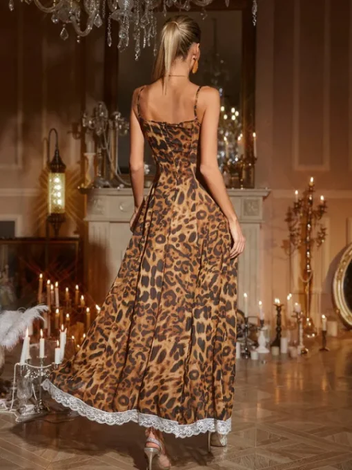 Dresses | Maxi Dresses*Mew Mews Fashion Kiran Leopard Lace Split Maxi Dress