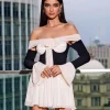 Dresses | Mini Dresses*Mew Mews Fashion Kirk Off Shoulder Lace Up Mini Dress