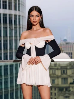 Dresses | Mini Dresses*Mew Mews Fashion Kirk Off Shoulder Lace Up Mini Dress