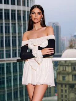 Dresses | Mini Dresses*Mew Mews Fashion Kirk Off Shoulder Lace Up Mini Dress