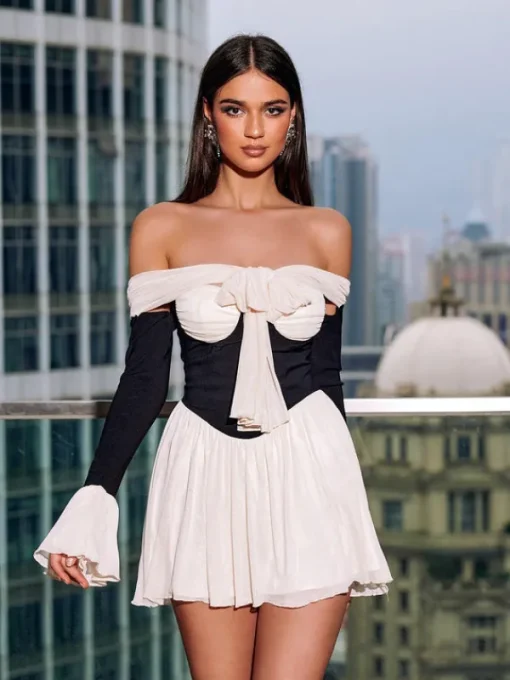 Dresses | Mini Dresses*Mew Mews Fashion Kirk Off Shoulder Lace Up Mini Dress