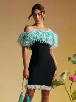 Dresses | Mini Dresses*Bandage Koda Strapless Fringe Flower Mini Dress