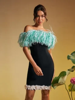 Dresses | Mini Dresses*Bandage Koda Strapless Fringe Flower Mini Dress