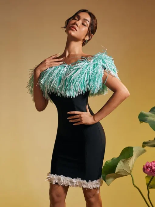 Dresses | Mini Dresses*Bandage Koda Strapless Fringe Flower Mini Dress