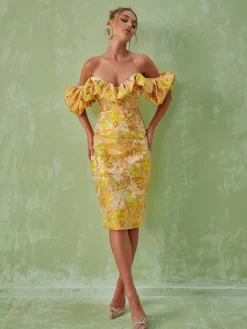 Dresses | Midi Dresses*Mew Mews Fashion Kore Off Shoulder Jacquard Midi Dress