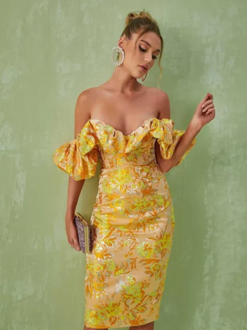 Dresses | Midi Dresses*Mew Mews Fashion Kore Off Shoulder Jacquard Midi Dress