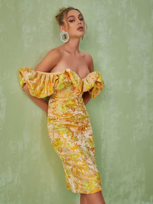 Dresses | Midi Dresses*Mew Mews Fashion Kore Off Shoulder Jacquard Midi Dress