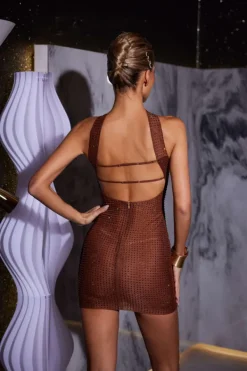 Dresses | Mini Dresses*Mew Mews Fashion Kyrie Backless Crystal Mini Dress In Brown