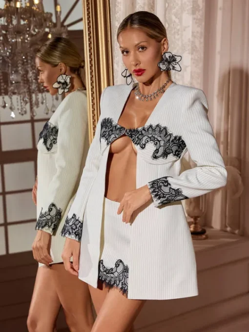 Blazers | Sets & Co-ords*Mew Mews Fashion Lagina Long Sleeve Stripe Lace Skirt Set