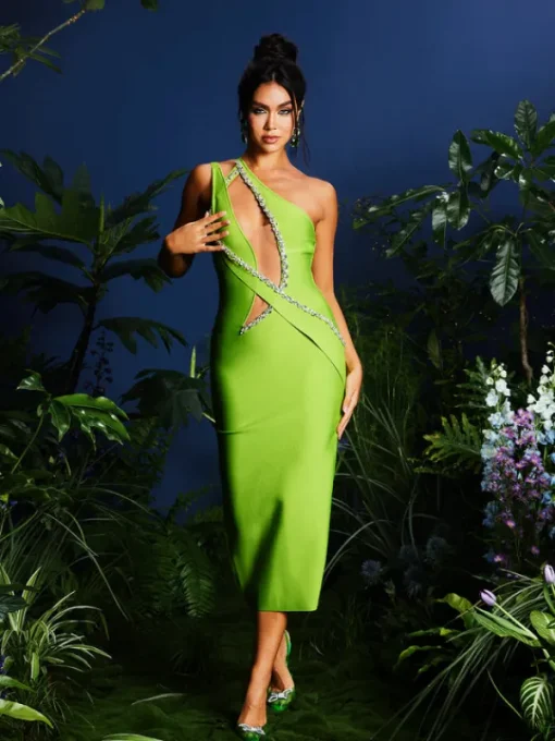 Dresses | Midi Dresses*Bandage Laibah Leafy Rhinestone Cutout Midi Dress