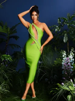 Dresses | Midi Dresses*Bandage Laibah Leafy Rhinestone Cutout Midi Dress