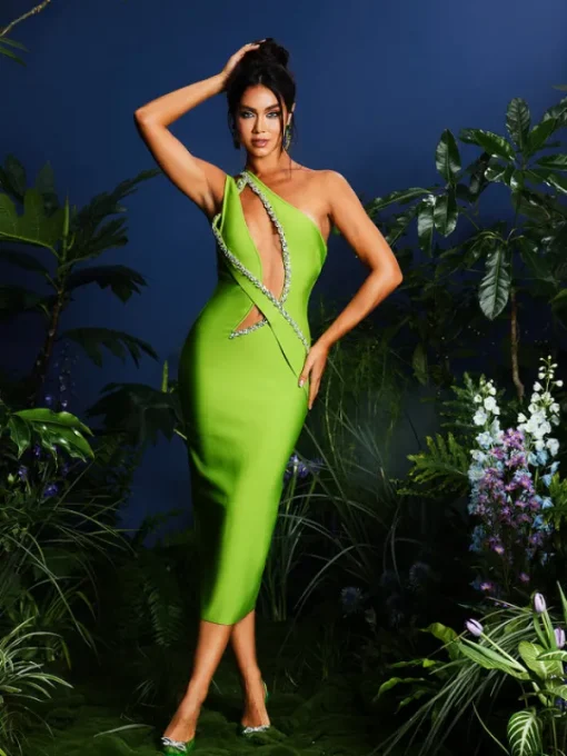 Dresses | Midi Dresses*Bandage Laibah Leafy Rhinestone Cutout Midi Dress