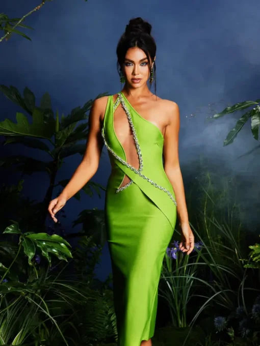 Dresses | Midi Dresses*Bandage Laibah Leafy Rhinestone Cutout Midi Dress