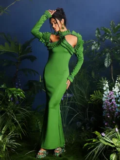 Dresses | Maxi Dresses*Mew Mews Fashion Laina Long Sleeve Cutout Beaded Maxi Dress