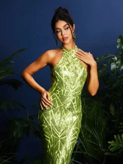 Dresses | Maxi Dresses*Mew Mews Fashion Lajita Halterncke Sequin Maxi Dress
