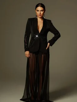 Sets & Co-ords*Mew Mews Fashion Leonardo Rhinestone Mesh Blazer Set