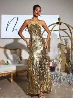 Dresses | Maxi Dresses*Mew Mews Fashion Leosan Bow Sequin Maxi Dress
