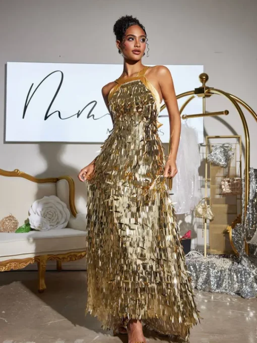 Dresses | Maxi Dresses*Mew Mews Fashion Leosan Bow Sequin Maxi Dress