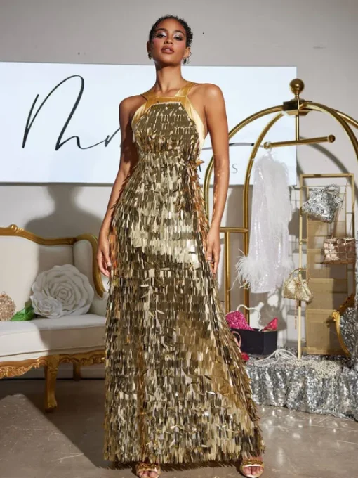 Dresses | Maxi Dresses*Mew Mews Fashion Leosan Bow Sequin Maxi Dress