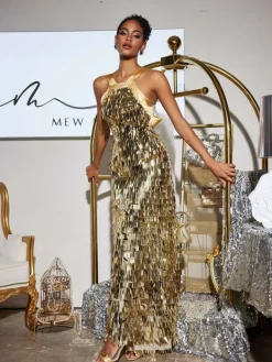 Dresses | Maxi Dresses*Mew Mews Fashion Leosan Bow Sequin Maxi Dress