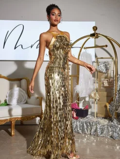 Dresses | Maxi Dresses*Mew Mews Fashion Leosan Bow Sequin Maxi Dress