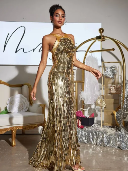 Dresses | Maxi Dresses*Mew Mews Fashion Leosan Bow Sequin Maxi Dress
