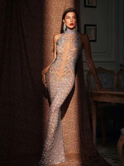 Embellishment | Dresses*Embellishment Letizia High Neck Rhinestone Maxi Dress