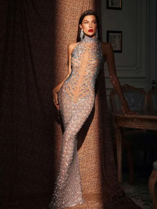 Embellishment | Dresses*Embellishment Letizia High Neck Rhinestone Maxi Dress