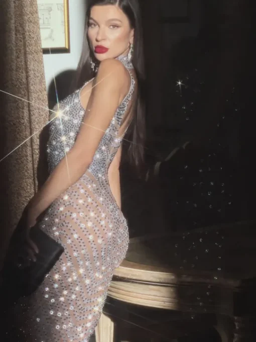 Embellishment | Dresses*Embellishment Letizia High Neck Rhinestone Maxi Dress