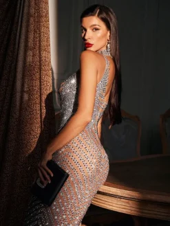 Embellishment | Dresses*Embellishment Letizia High Neck Rhinestone Maxi Dress