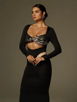 Armor Tops | Tops*Mew Mews Fashion O/S Lianne Bow Twisted Armor Top In Silver