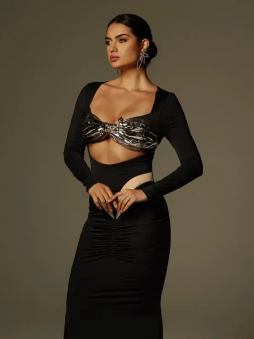 Armor Tops | Tops*Mew Mews Fashion O/S Lianne Bow Twisted Armor Top In Silver