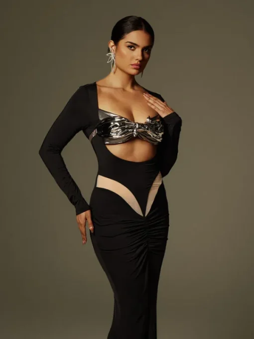Armor Tops | Tops*Mew Mews Fashion O/S Lianne Bow Twisted Armor Top In Silver