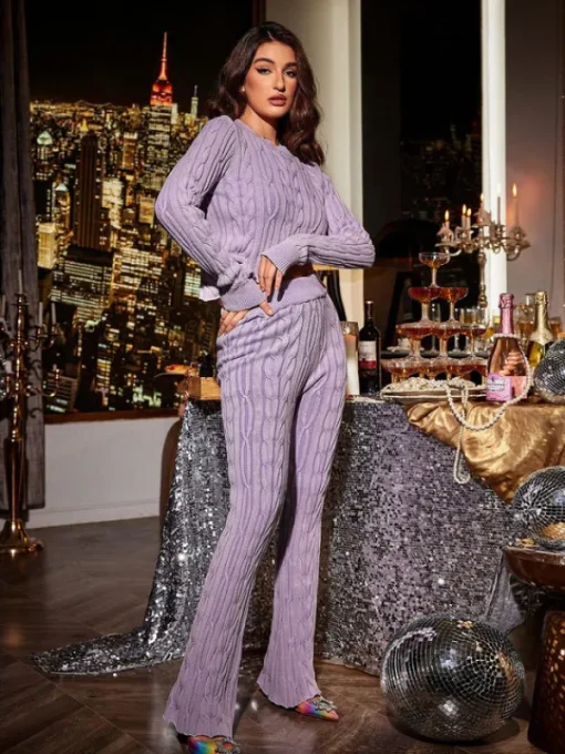 Pants & Shorts*Mew Mews Fashion O/S Linnet Knit Lounge Pants In Purple